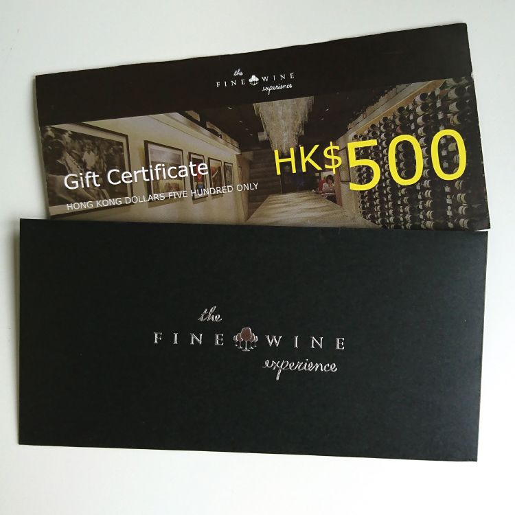 Gift certificate with envelope